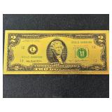 24K Gold Foil $2 Federal Reserve Note