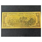 24K Gold Foil $2 Federal Reserve Note