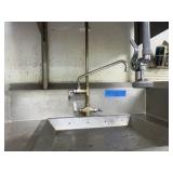 Left side stainless steel drain board; right-side sink