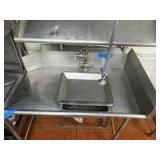 Left side stainless steel drain board; right-side sink