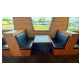 (4) Double-Back Booth seats,  (1) Single Boot seat; 5 Wall-mounted Tables