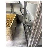 Left side stainless steel drain board; right-side sink