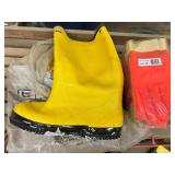 Hi Vis work gloves and concrete boots