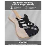 $130 RVONE RST-150 39' Beginner Electric Guitar Kit with Amp & HSS Pickups, Starter Set, Gig Bag
