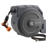 $180 Giraffe Tools Retractable Garden Hose Reel 1/2 in x 130 ft, Wall Mount, Slow Return, 180 Swivel
