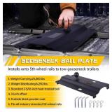 $140 25000 lbs Gooseneck Ball Plate for 5th Wheel Rails, 2-5/16 in Ball, Rails, Carbide Black