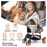 $180 Bicystar Pet Stroller for Medium Dogs - 3-in-1 Car Seat, Detachable Carrier, Up to 50 lbs, Grey