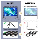 100 inch Projector Screen with Stand - HUANYINGBJB Portable 16:9 4K HD Front/Rear Carry Bag