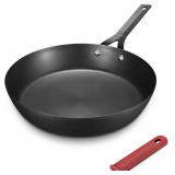 Carbon Steel 12-Inch Nonstick Frying Pan, Cookware with Silicone Handle, Induction Safe