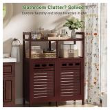 $138 Homykic Tilt-Out Laundry Hamper, Bamboo Double with 2 Removable Baskets, 20 Gal, Espresso