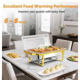 $130 ROVSUN 4-Pack 9QT Chafing Dishes with Rolled-Edge Gold & Silver Design, Folding Frame