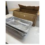 $130 ROVSUN 4-Pack 9QT Chafing Dishes with Rolled-Edge Gold & Silver Design, Folding Frame