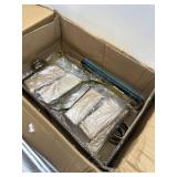$130 ROVSUN 4-Pack 9QT Chafing Dishes with Rolled-Edge Gold & Silver Design, Folding Frame