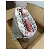 CHAMPLANT Washable Area Rug 9'x12' Red & Blue Retro Flowers Boho Non-Shedding Easy Care