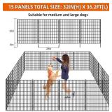 15-Panel No-Dig Fence with Gate, 32 in H x 36 ft L, Rustproof Metal Garden Edging, Black