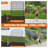 15-Panel No-Dig Fence with Gate, 32 in H x 36 ft L, Rustproof Metal Garden Edging, Black