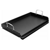 Cast Iron Griddle for Gas Grill 25x16, Nonstick Flat Top Plate with Grease Drain, BBQ Griddle
