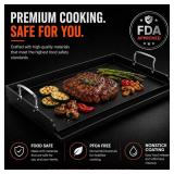 Cast Iron Griddle for Gas Grill 25x16, Nonstick Flat Top Plate with Grease Drain, BBQ Griddle