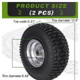 15x6.00-6 Lawn Mower Tire, Front Tire/Wheel, Compatible with John Deere, Craftsman, Husqvarna