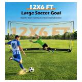 MoKo 12x6 FT Soccer Goal with Precision Target, Portable Foldable Base, Stakes & Carry Bag