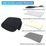 KAYI Car Seat Cushion with Memory Foam, Breathable Leather Surface, Anti-Slip Bottom, Black
