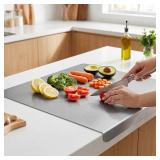 2026 Stainless Steel Cutting Board with Lip, 304 Food Grade, Large 16x23 Cutting Mat