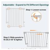Cumbor 29.2 43' Baby Gate, Hardware Mounted, Auto-Close, Walk-Thru, White