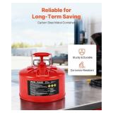 VEVOR Safety Metal Container, 2.5-Gal Type II Red Liquid, Flame Arrester, Self-Closing Lid