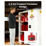 VEVOR Safety Metal Container, 2.5-Gal Type II Red Liquid, Flame Arrester, Self-Closing Lid