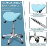 $130 Saddle Stool with Wheels, Ergonomic Rolling Chair, Hydraulic Lift, Height Adjustable (Blue)