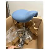 $130 Saddle Stool with Wheels, Ergonomic Rolling Chair, Hydraulic Lift, Height Adjustable (Blue)