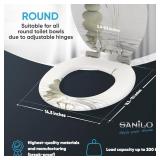 SANILO Wooden Toilet Seat with Soft Close Round - Molded Wood, Quiet Close Seat, Adjustable Fit