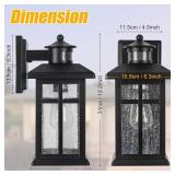 Motion Sensor Outdoor Wall Lights (2-Pack) Dusk-to-Dawn, E26, Tempered Glass, Wall-Mounted Black
