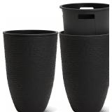 Worth Garden 2-Pack 21'H Black Tall Planters with Inside Pots, 14' Dia Plastic Pots