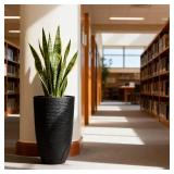 Worth Garden 2-Pack 21'H Black Tall Planters with Inside Pots, 14' Dia Plastic Pots