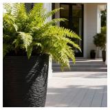 Worth Garden 2-Pack 21'H Black Tall Planters with Inside Pots, 14' Dia Plastic Pots
