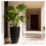 Worth Garden 2-Pack 21'H Black Tall Planters with Inside Pots, 14' Dia Plastic Pots