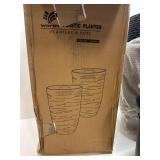 Worth Garden 2-Pack 21'H Black Tall Planters with Inside Pots, 14' Dia Plastic Pots