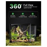 $120 URUQ 35-Gallon Glass Reptile Terrarium, 23 x 18 x 19, Front-Opening Sliding Door, Screen Vent