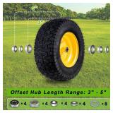 16x6.5-8 Tubeless Tire & Wheel (2 Pcs) for Riding Lawn Mower, 3' Offset Hub, Bearings