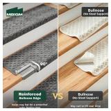$128 MBIGM Bullnose Carpet Stair Treads Non-Slip Mats for Wooden Stairs (14, Dark Grey, 9.5 x 30')