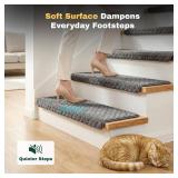 $128 MBIGM Bullnose Carpet Stair Treads Non-Slip Mats for Wooden Stairs (14, Dark Grey, 9.5 x 30')