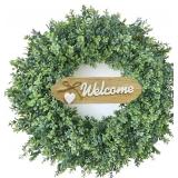 23' Large Boxwood Wreath for Front Door & Porch Window - Leaves Greenery Outdoor Decor