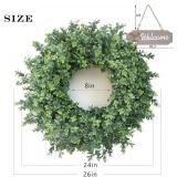 23' Large Boxwood Wreath for Front Door & Porch Window - Leaves Greenery Outdoor Decor