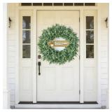 23' Large Boxwood Wreath for Front Door & Porch Window - Leaves Greenery Outdoor Decor