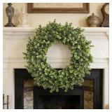 23' Large Boxwood Wreath for Front Door & Porch Window - Leaves Greenery Outdoor Decor