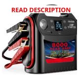 $250 8000A Jump Starter 12V/24V for Large Gas & Diesel Engines, Booster Pack LED Light