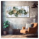 Green Abstract Canvas Wall Art, 20x40, Framed, for Bedroom, Living Room, Dining Room Decor