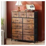 WLIVE Tall Dresser for Bedroom, Fabric Storage Tower with 11 Drawers, Steel Frame, Wood Top