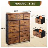 WLIVE Tall Dresser for Bedroom, Fabric Storage Tower with 11 Drawers, Steel Frame, Wood Top